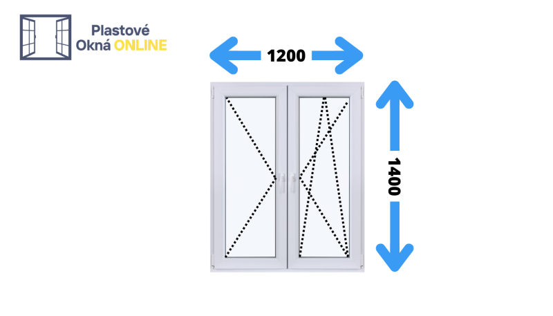 Dvojkrídlové plastové okno so stredovým stĺpikom 1200 x 1400