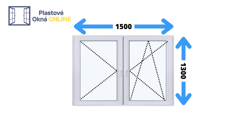 Dvojkrídlové plastové okno so stredovým stĺpikom 1500 x 1300