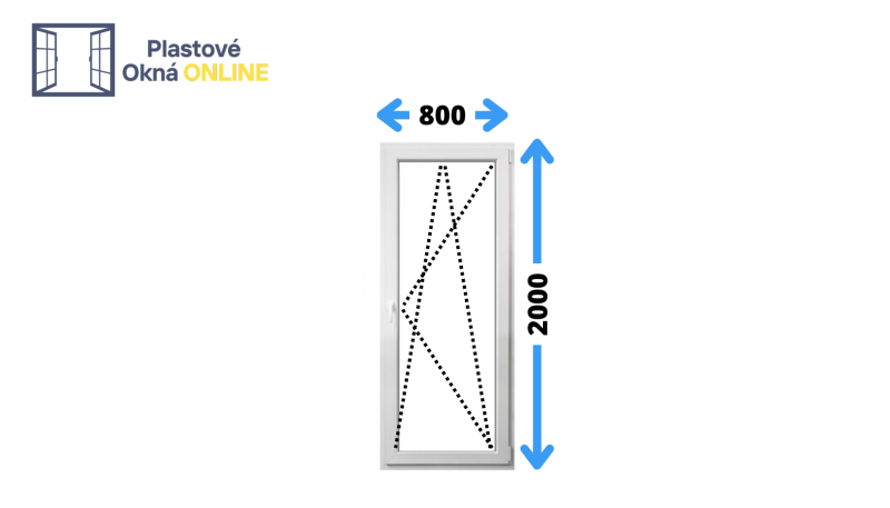 Jednokrídlové plastové balkónové dvere 800 x 2000 pravé