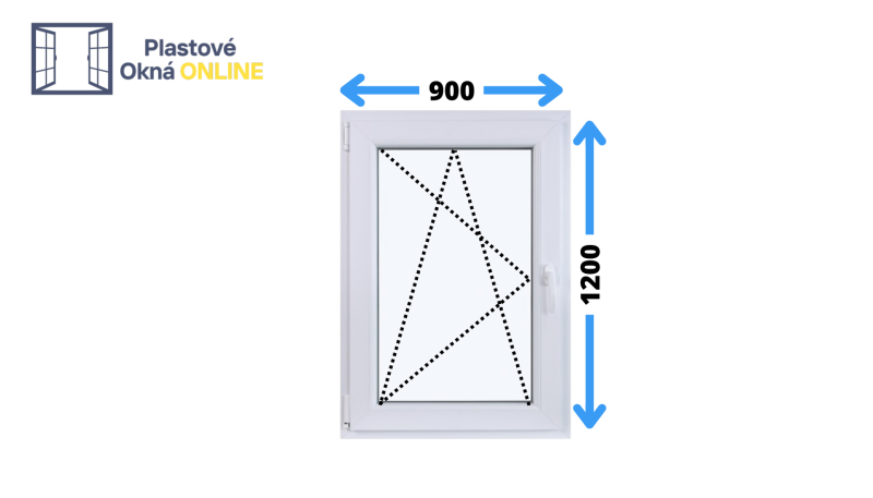 Plastové okno otváravo sklopné 900 x 1200 ľavé