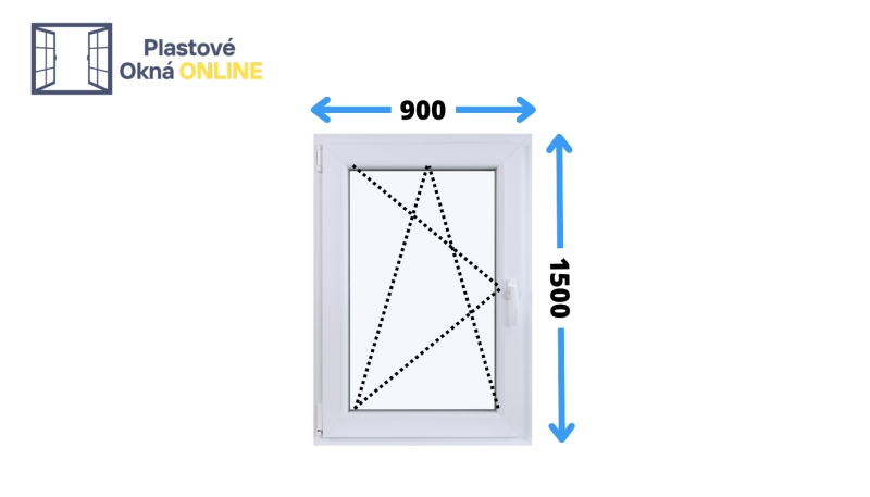 Plastové okno otváravo sklopné 900 x 1500 ľavé