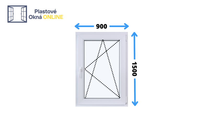 Plastové okno otváravo sklopné 900 x 1500 pravé