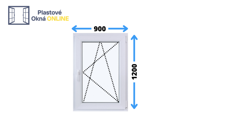 Plastové okno otváravo sklopné 900 x 1200 pravé